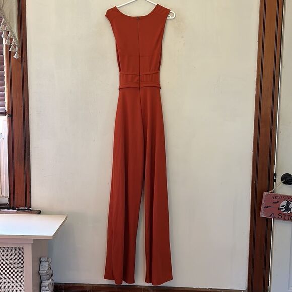 Pretty little thing rust crepe square neck cut out jumpsuit Size 6 New - Picture 5 of 12